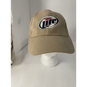 Miller Lite Beer Sponsored Beige Strapback Cap Baseball Hat Active Polyester NEW